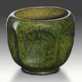 George ohr dimpled vessel speckled green mirrored glaze stamped ge ohr biloxi miss 4 x 5