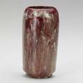 W j walley small vase in mottled red and ivory glaze stamped wjw 4 12 x 2 14