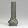 Albert valentien lobed bud vase in blue gray glaze vp stamp 9 x 3 12