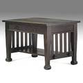 Roycroft twodrawer library table orb and cross mark 30 x 48 x 30