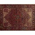Persian heriz roomsize rug in red indigo and ivory ca 1940 95 x 122