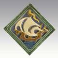 Flint faience large diamondshaped tile with tall ship stamped flint faience 9 sq