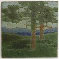 Grueby trivet tile the pines unmarked 6 sq