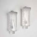Lalique pair of palm sconces in frosted glass with aluminum back plates signed lalique france 10 x 3 34 x 4 34