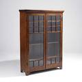 Arts  crafts two door bookcase with applied mullions unmarked 59 12 x 42 x 14
