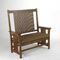 Contemporary stickley spindled settee in the style of gustav stickley stickley metal tag 48 34 x 48 x 25