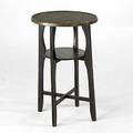 Arts  crats drink stand with textured bronze top and shaped legs 28 x 17 34 dia