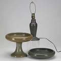 American art pottery north dakota school of mines lamp base fulper pedestal planter weller green glazed round planter tallest 18