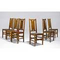 Gustav stickley set of six hback dining chairs branded marks 40 x 16 12 x 15 12