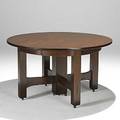 Gustav stickley fiveleg crossstretcher dining table no leaves on casters burnedin mark remnants of paper label 30 x 54