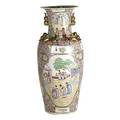 Asian porcelain monumental palace vase with famille rose decoration and gilt highlights ca 1970 42 34 x 18 dia