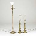 Stiffel pair of brass table lamps and a similar floor lamp tallest 54