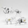 Baccarat crystal four animals camel two elephants and hippopotamus all signed two with foil tags camel 3 58 x 6 12 x 2