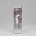 Hans nosek belleek tall cylinder vase handpainted with women amid ancient ruins 1906 signed h nosek 12 x 4