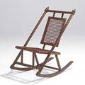 Hunzinger rocking chair spool type turnings with woven seat and back ca 1860 32 x 20 14 x 29