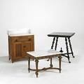 Furniture grouping victorian marble topped washstand spiral leg lamp table and marble topped coffee table 19th20th c washstand 33 x 26 x 15