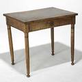 French work table single drawer walnut table with turned legs 19th c 28 12 x 31 12 x 22 34