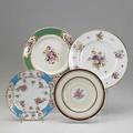 English porcelain thirtyfour plates twelve floral transfers by caldon ltd and twelve floral transfers by copeland etc largest 11