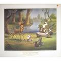 Walt disney eleven color offset lithographs mounted on board depicting scenes from disney films bambi and snow white including multiple images of snow whites last call for dinner and forest
