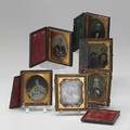 Six daguerreotypes two of a seated lady all with gilt wrappings largest 3 12 x 3