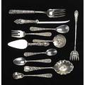 Kirk reposse silver flatware twentytwo pieces include eleven cake forks two 5 12 teaspoons pierced olive spoon 5 spoon 5 18 berry spoon 6 sugar spoon similar hh serving fork and four