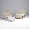 Toshiyuki kita cassina pair of nubby wool wink chairs closed 29 x 34 x 44 opened 34 x 34 x 67