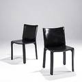 Matteo grassi cassina pair of leather clad side chairs both signed 80 x 18 12 x 19