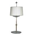 Fontana arte large brass and glass lamp with linen shade unmarked 48 x 18 dia