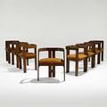 Afra and tobia scarpa gavina set of eight walnut pigreco chairs gavina foil labels 27 14 x 22 12 x 17