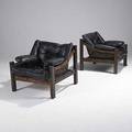 Jean gillon italma brazil pair of jacaranda and leather club chairs italma labels 31 x 34 x 33