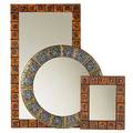 Danish modern two ceramic mirrors together with one enameled copper mirror signed illums bolighus tallest 35 x 20