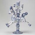 Bjorn windblad glazed figural ceramic candelabra marked l20wb70 danmark 20 x 16 x 7