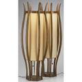 Danish modern walnut brass and linen table lamps unmarked 38 x 14 dia