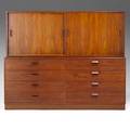 Borge mogensen soborg mobler teak credenza with birch interior unmarked lower cabinet 26 x 59 14 x 18 12 upper 23 x 59 14 x 12 12