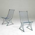 Garden pair of sling style wroughtiron chairs 32 x 16 12 x 22