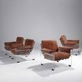 Pace four acrylic suede and chromed steel club chairs unmarked 29 x 34 12 x 35
