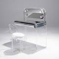 Style of charles hollis jones acrylic vanity and stool unmarked 42 x 32 x 19