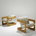 Lou hodges california design group pair of oak lounge chairs ca 1974 unmarked 28 x 27 x 34