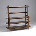 Style of th robsjohn gibbings sculpted walnut bookcase unmarked 58 12 x 58 x 17 14