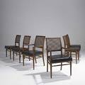 Style of th robsjohn gibbings walnut cane and vinyl chairs unmarked armchair 36 x 22 x 23