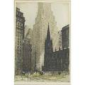 Tanna kasimirhoernes russianamerican 18871972 trinity church lower broadway new york aquatint etching in colors framed signed
