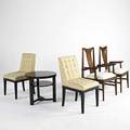 Modern two danish armchairs two dunbar style sidechairs and an occasional table armchairs 40 x 23 x 22