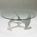 Knut hesterberg ronald schmidt propeller coffee table of polished aluminum with plate glass top unmarked 16 12 x 41 12 glass is 12 thick