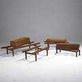 Danish modern thirteen assorted teak bases largest 11 12 x 58 x 17