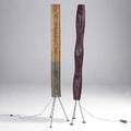Style of tony paul two reed and iron floor lamps unmarked 77 12 x 16 dia