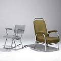 Machine age chromed steel rocker with mohair upholstery together with brushed steel lounge chair tubular chrome armchair and converto aluminum tricycle mot pictured unmarked lounge chair 38 x