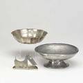 European metalwork three pieces alexander sturm secessionist lobed bowl in the style of josef hoffman austrian hallmark makers mark assay mark 800 silver and hagenauer poodle tray marked glasgow