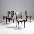 Style of josef hoffman set of four beechwood and leather side chairs 36 x 17 x 18 12