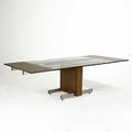 Vladimir kagan walnut glass and chromed steel cubist dining table unmarked 29 12 x 101 opened x 43 12