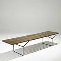 Harry bertoia knoll slat bench in oak with enameled steel unmarked 15 12 x 18 x 72